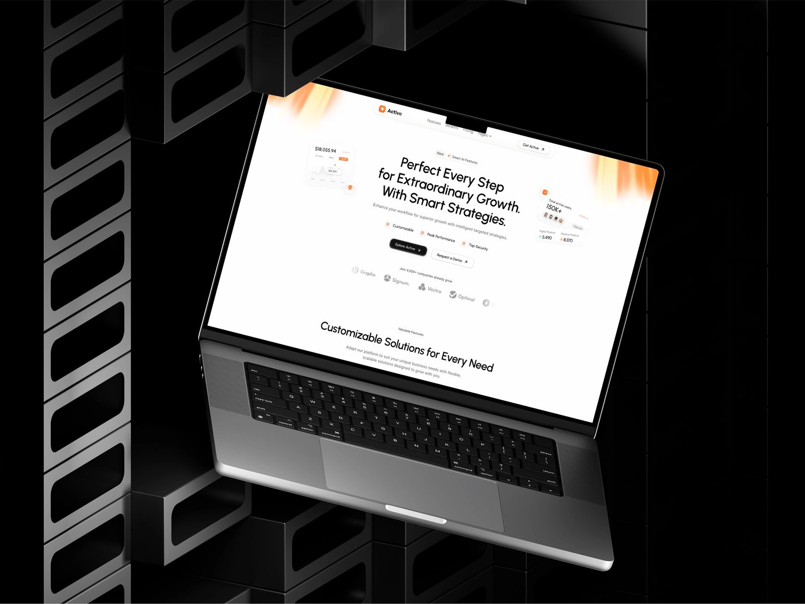 Active SaaS website hero