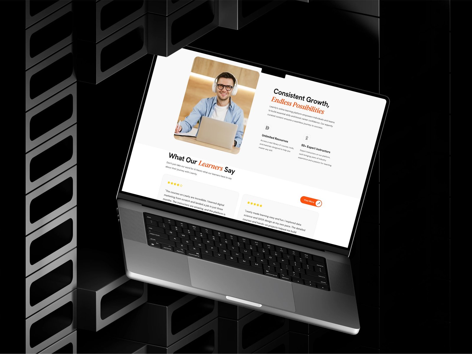 Learn website on a laptop